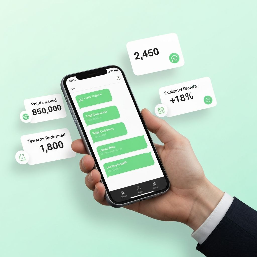 WhatsApp loyalty program interface showing customer engagement and rewards tracking